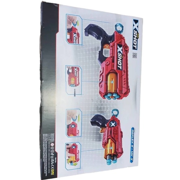 Zuru X-Shot 4 Gun Bundle -  2x Reflex 6 & 2x MK 3 with 24 Foam Darts NEW - Picture 3 of 4